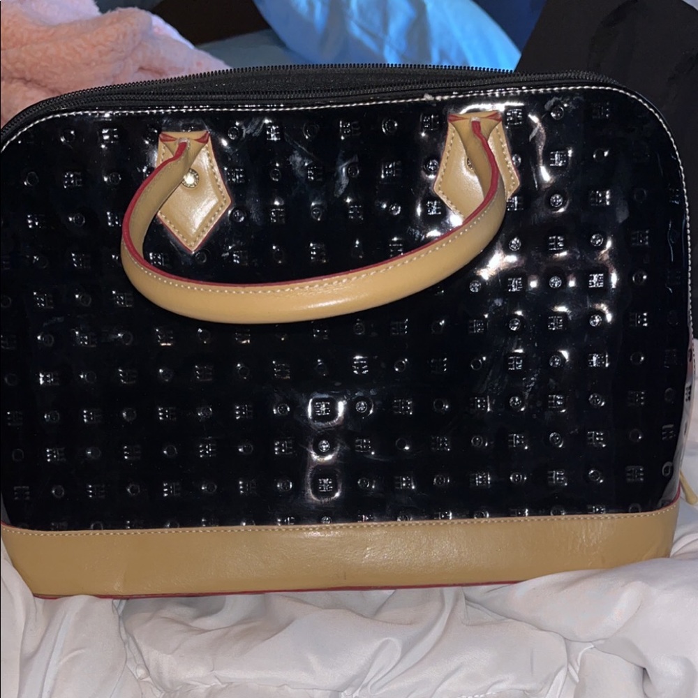 Arcadia Patent Leather Dome Satchel Italian Leather